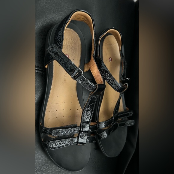 Clarks black patent leather sandals, UN VAZE BLACK PATENT, Size 9 M - Picture 3 of 10